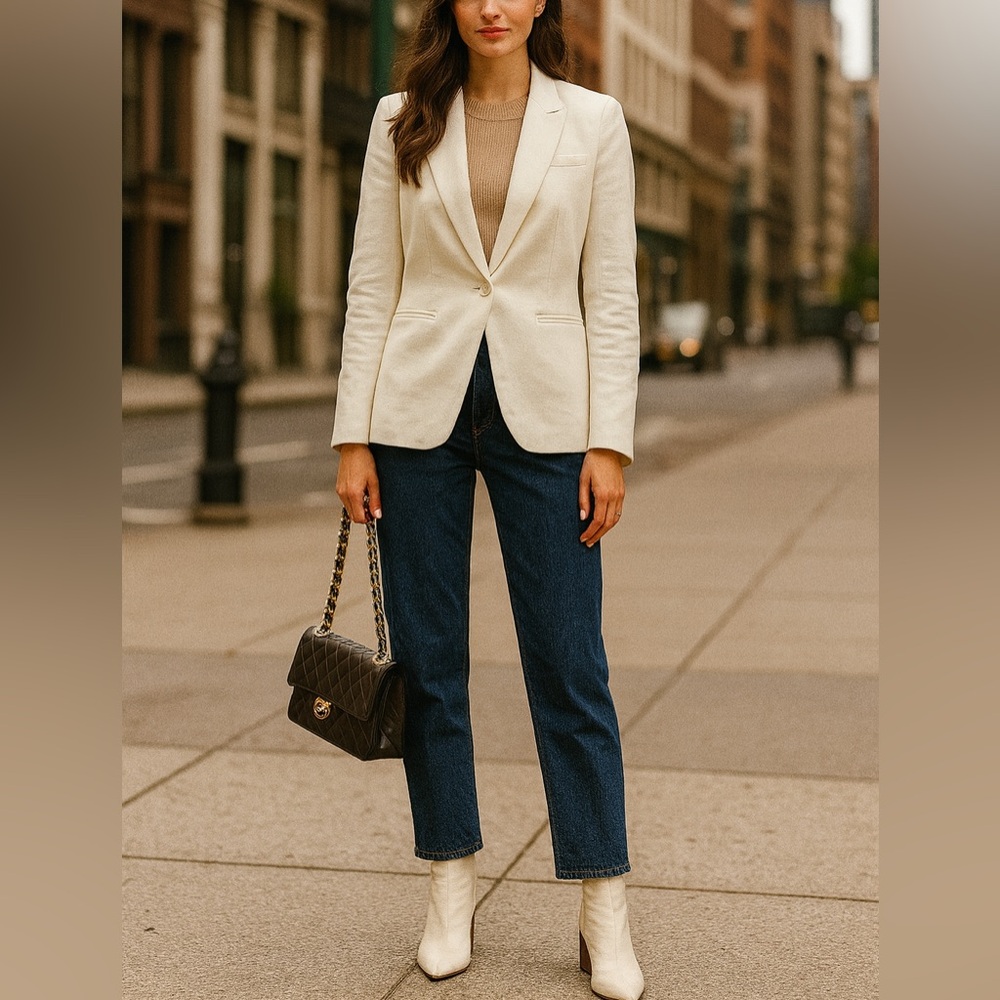 H&M Linen Cotton Blend One Button Blazer NWT SIZE 2 - Picture 4 of 6